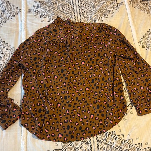 J.Crew Brown and Pink Leopard Print Blouse - Picture 7 of 7